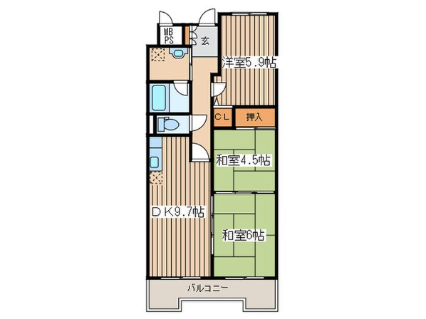 エトワール塩釜（402）の物件間取画像